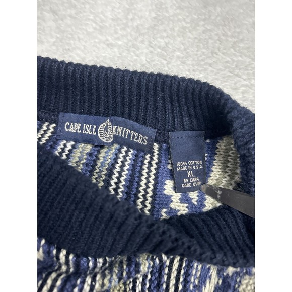 Vintage Cape Isle Knitters Men's Cotton Sweater Size XL Coogi Style 3D Knit - Picture 3 of 7